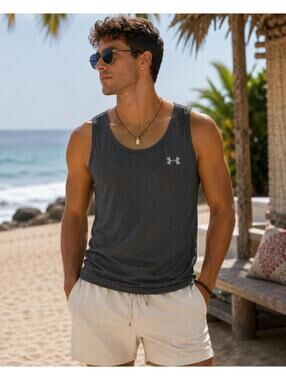 Under Armour Men's Sleeveless Athletic Tank‎ Top - Charcoal Gray